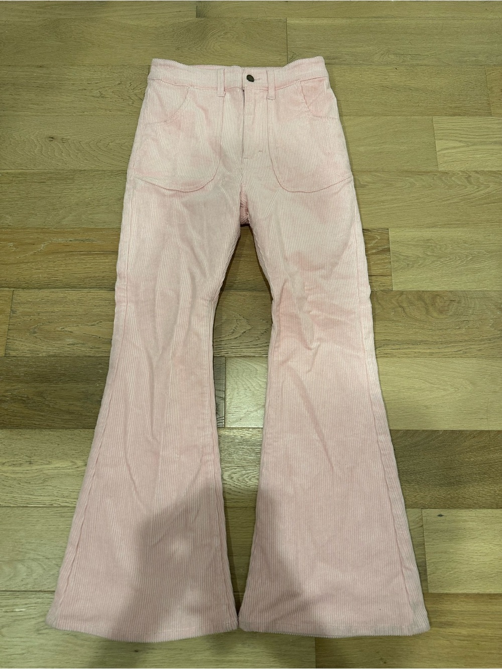 Hammies Corduroy Bell Bottom Pants 28 Pink Cream Retro 70s Flare Skate Pastel